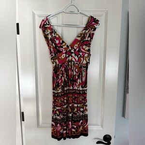 Vintage Milly Multicolor Pink & Gold Graphic Maxi Dress